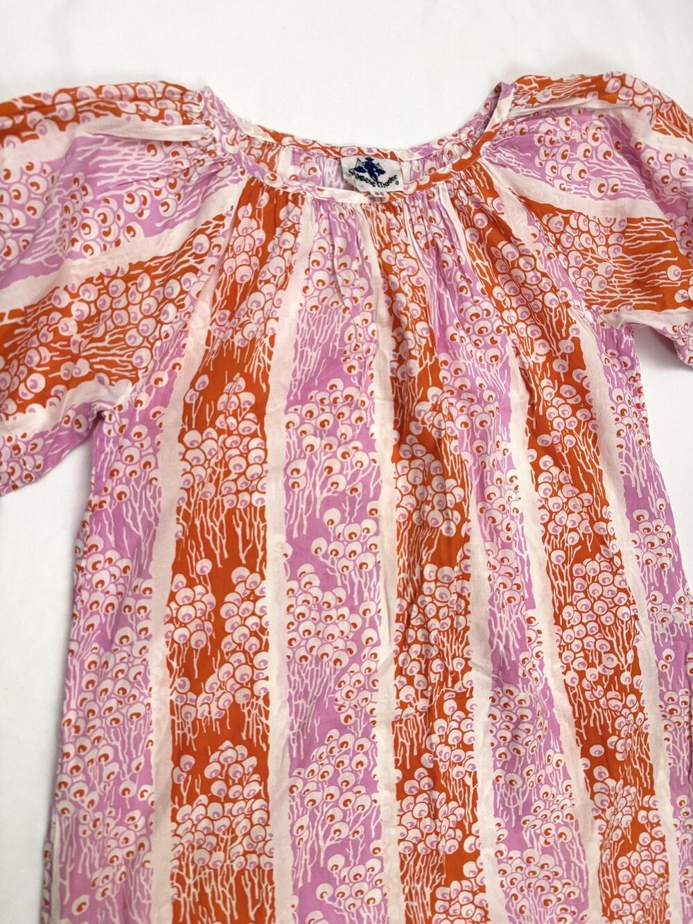 Authentic Thai Dress Siamese Trader Womens Small Pink Orange Floral Vintage